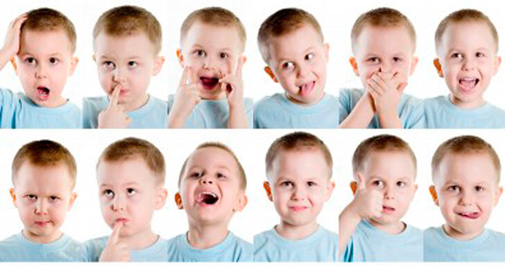 Vários quadros demonstrando diversas emoções de uma crianças