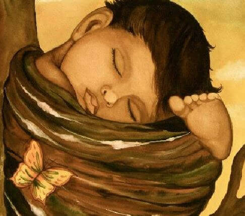 bebê dormindo e o boa noite aos filhos