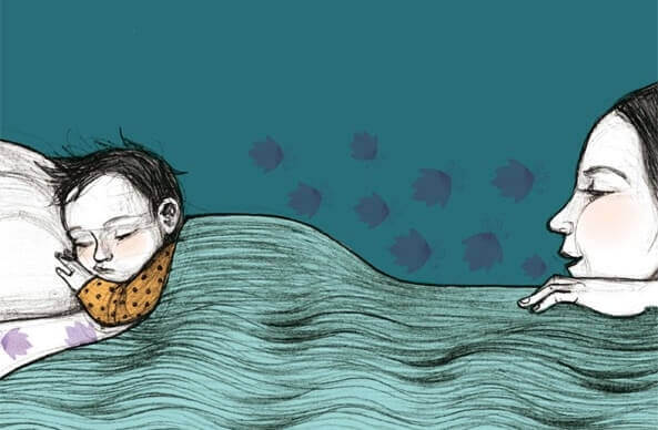 mãe observando filho dormir ao dar boa noite