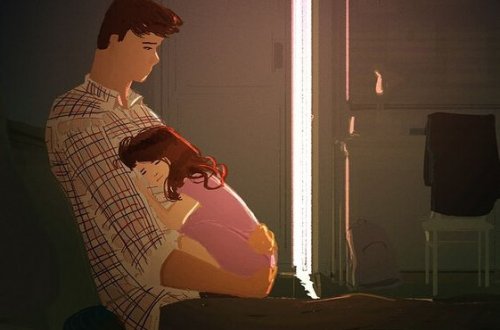 Pai abraçando filha, o carinho cria filhos independentes