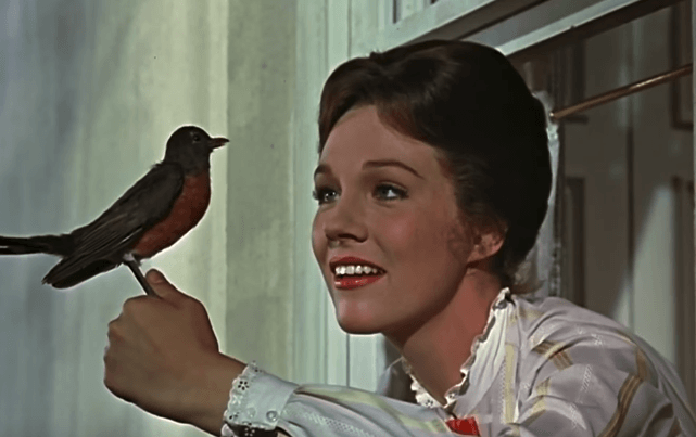 mary poppins com um pássaro