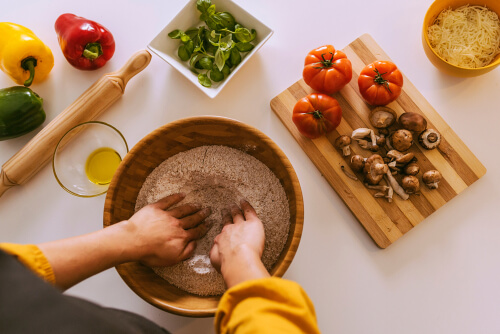 preparação da pizza