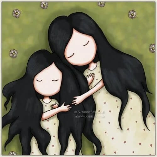 Carinho entre mãe e filha