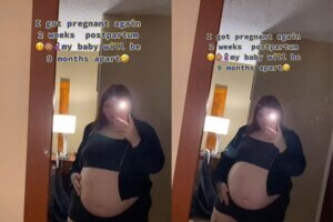 Mulher engravida novamente 2 semanas após dar à luz ao primeiro filho
